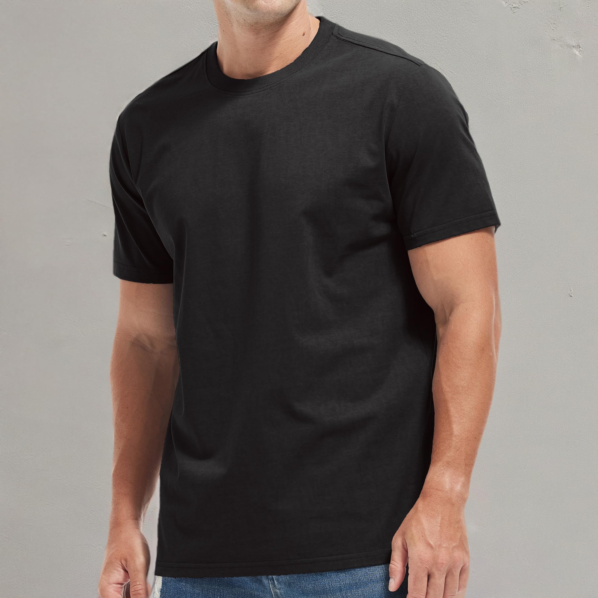 VEIISAR Men's Wash T-Shirt - Short Sleeve Crew Neck Classic Fitted Tee Shirt for Men | Casual Wear, Everyday Outfits, Gym & Lounge