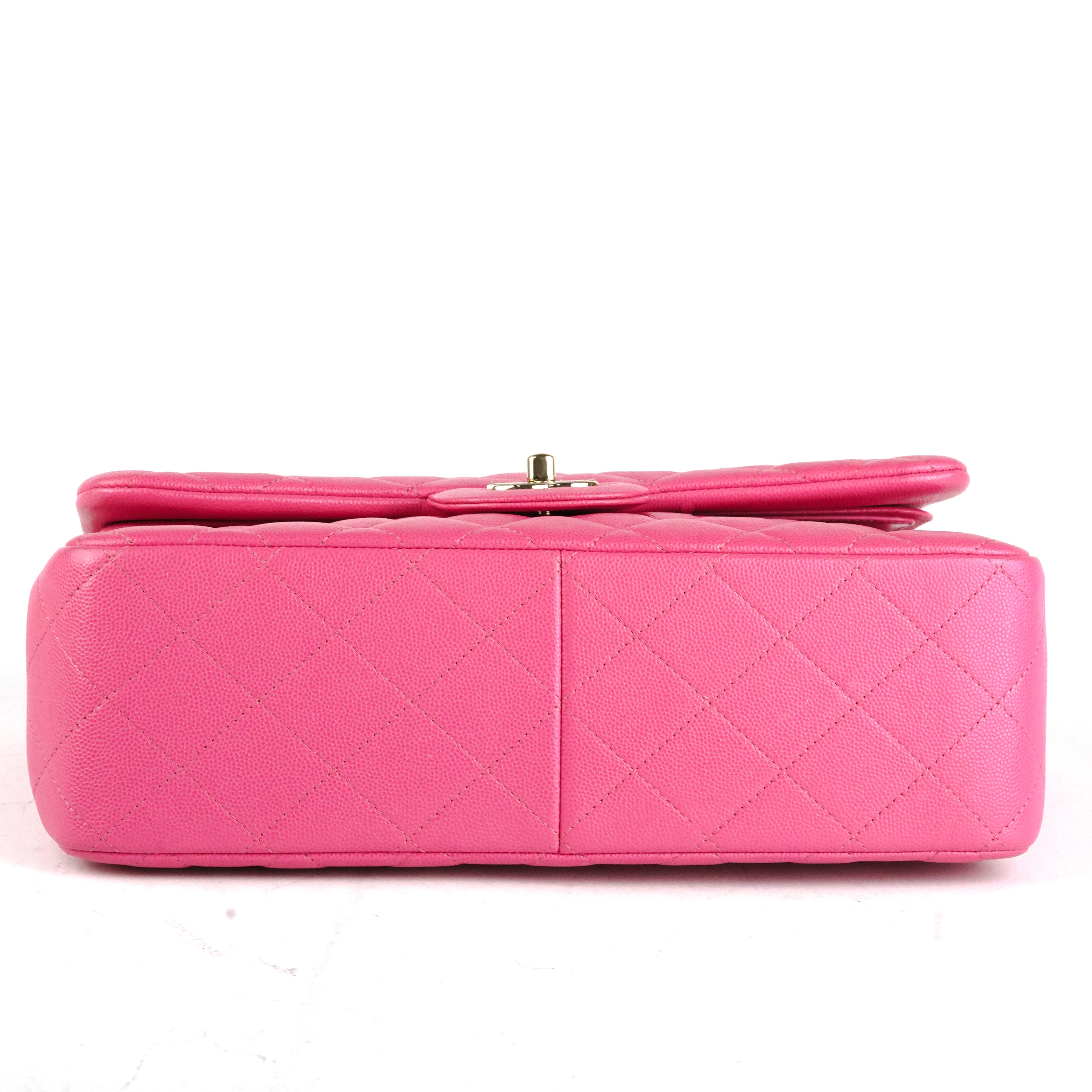 Chanel Jumbo Classic Flap Bag in Pink Caviar Leather - Luxury Designer Handbag for Women, Perfect for Parties, Dating & Everyday Elegance