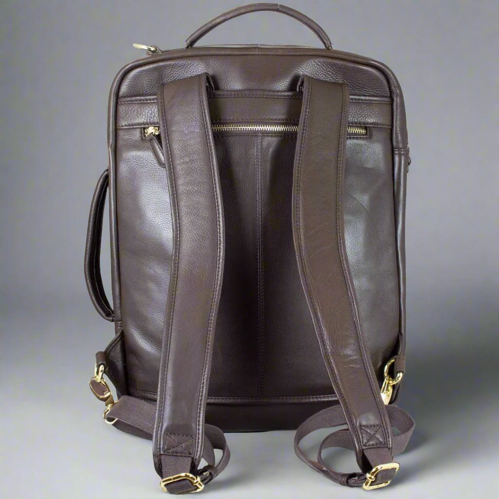 BOL Convertible Leather Backpack for Women & Men - 15.6 Inch Laptop Bag with USB Charging Port - Perfect for Work, Travel & School