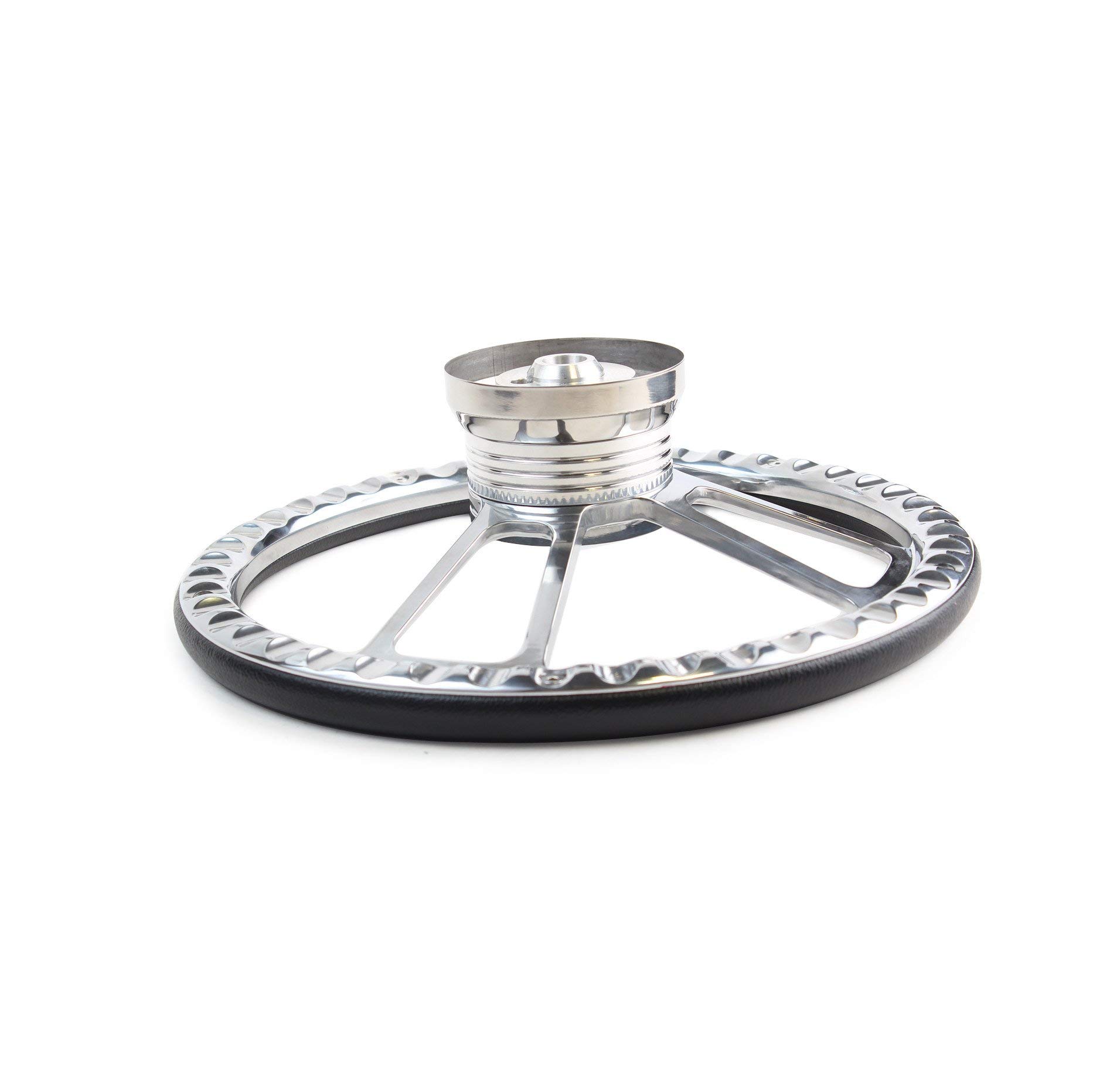14 Inch Aluminum Boat Steering Wheel with Carbon Fiber Half Wrap - Horn Button & Installation Adapter Included | Perfect for Marine Boating, Fishing & Water Sports