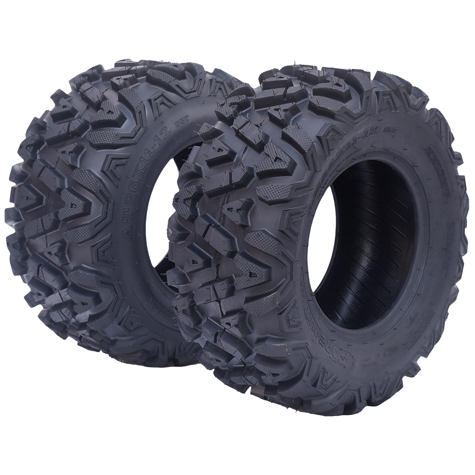 26x11x12 ATV Tires - Set of 2 All-Terrain 6PR UTV/ATV Off-Road Tires for Mud, Sand & Trail Riding - Heavy Duty Black Tires for Outdoor Adventures