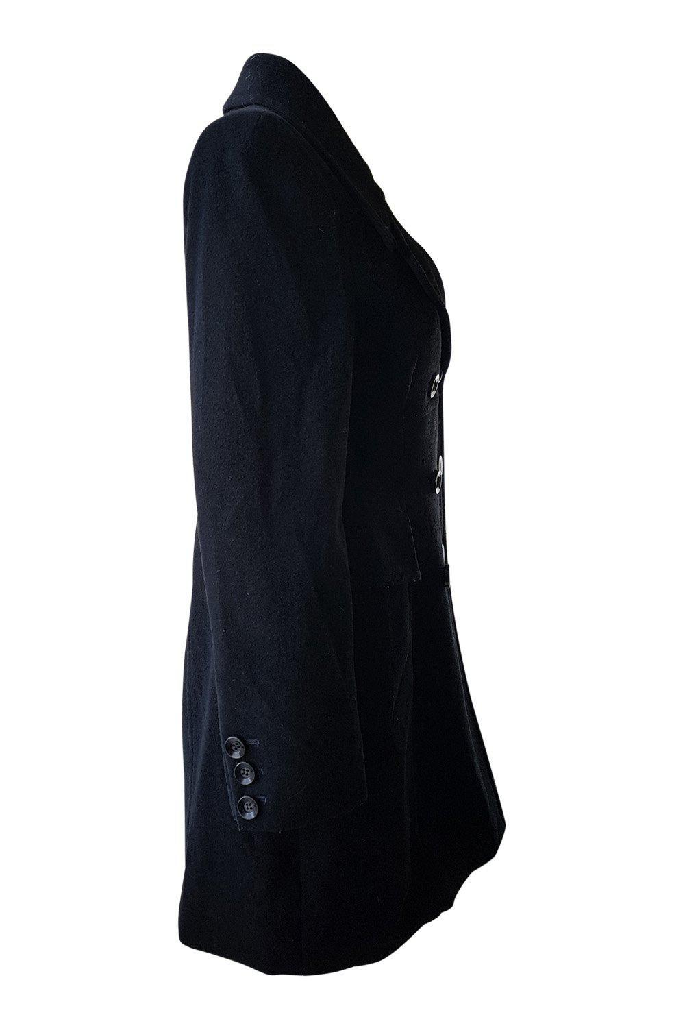 KAREN MILLEN Women's Black Wool Cashmere Blend Pea Coat (UK 8) | Warm Winter Jacket for Office, Dating & Holiday Outfits