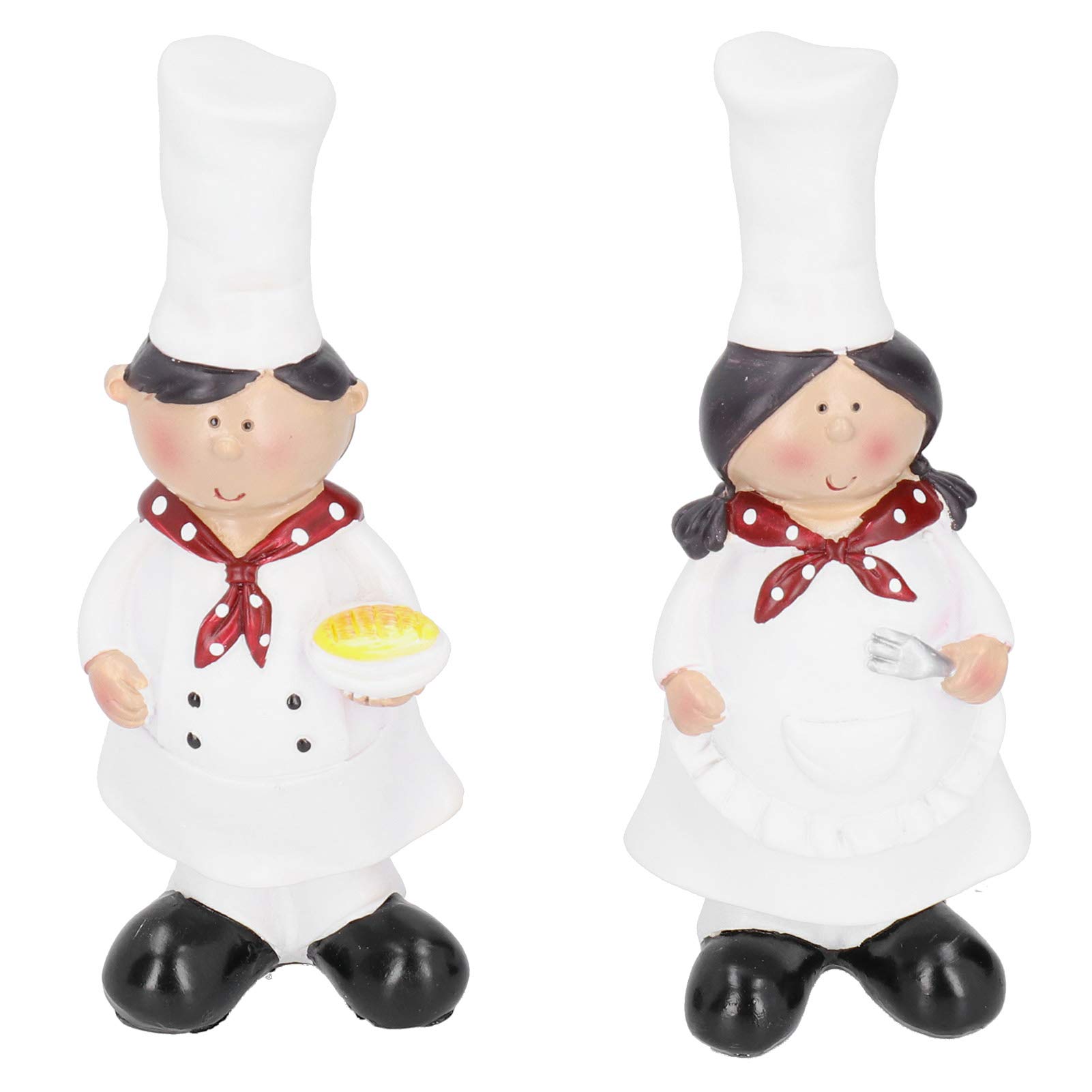 Chef Figurines for Kitchen Decor - Resin Couple Chef Statue Set, Beautiful & Practical Home Decoration for Kitchen, Bar, Cabinet, Bakery - Perfect Gift for Cooking Enthusiasts & Restaurant Owners