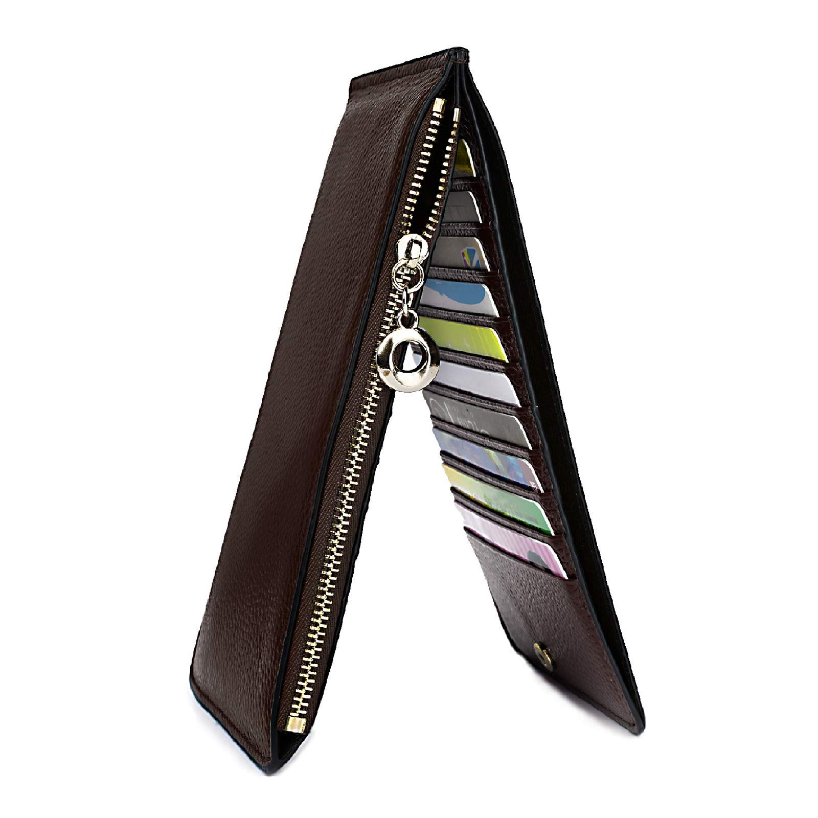 YALUXE Women's RFID Blocking Genuine Leather Wallet - Multi Card Organizer with Zipper Closure & Phone Pocket | Perfect for Travel, Work, and Everyday Use