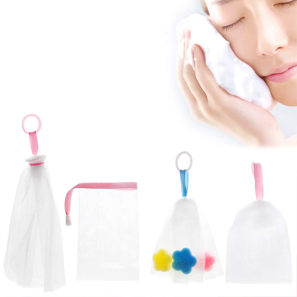 6PCS Bubble Pouch Mesh Bags for Bath & Shower - Reusable Drawstring Bubble Bath Net Pouches for Kids & Adults - Spa, Bath Toy Storage, Travel Organizer