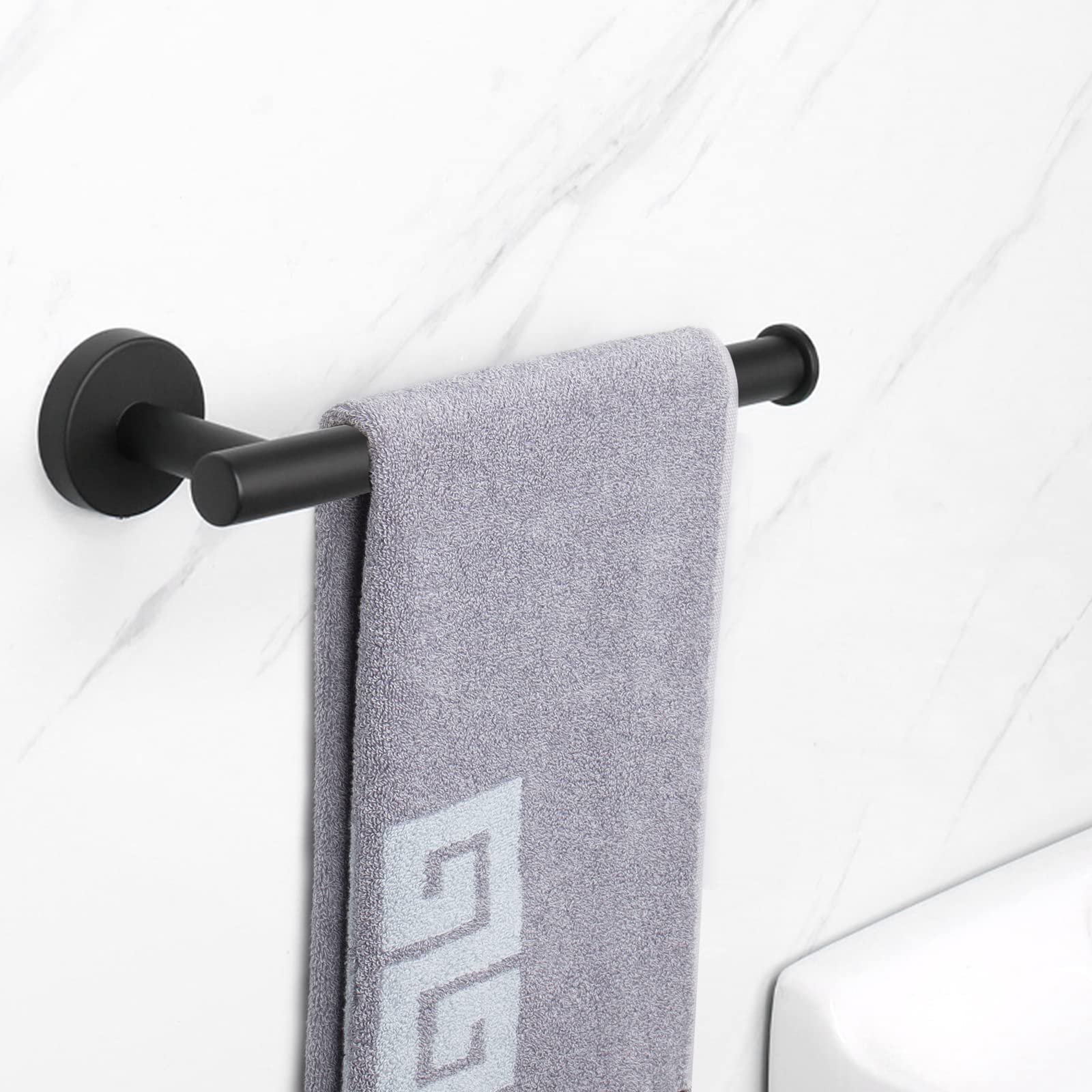 NearMoon 9 Inch Stainless Steel Hand Towel Holder - Rustproof Wall Mounted Towel Ring for Bathroom, Matte Black (1 Pack) | Modern Bathroom Accessories for Kitchen, Spa, or Guest Bath Decor