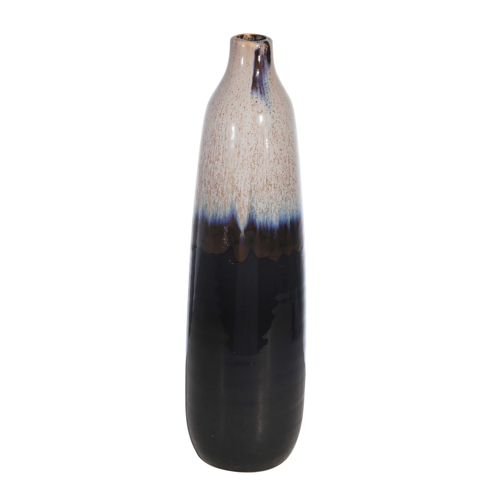 Sagebrook Home 18-Inch Ceramic Vase - Two-Tone Decorative Flower Vase for Living Room, Dining Table, and Home Decor | Perfect for Floral Arrangements and Centerpieces