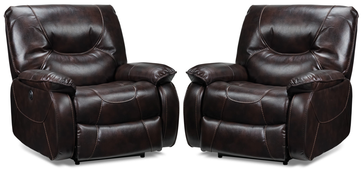 2 Pack Dark Brown Power Recliners with USB Ports - Comfortable Electric Lift Chairs for Living Room, Home Theater, and Elderly Care (Canton Collection)