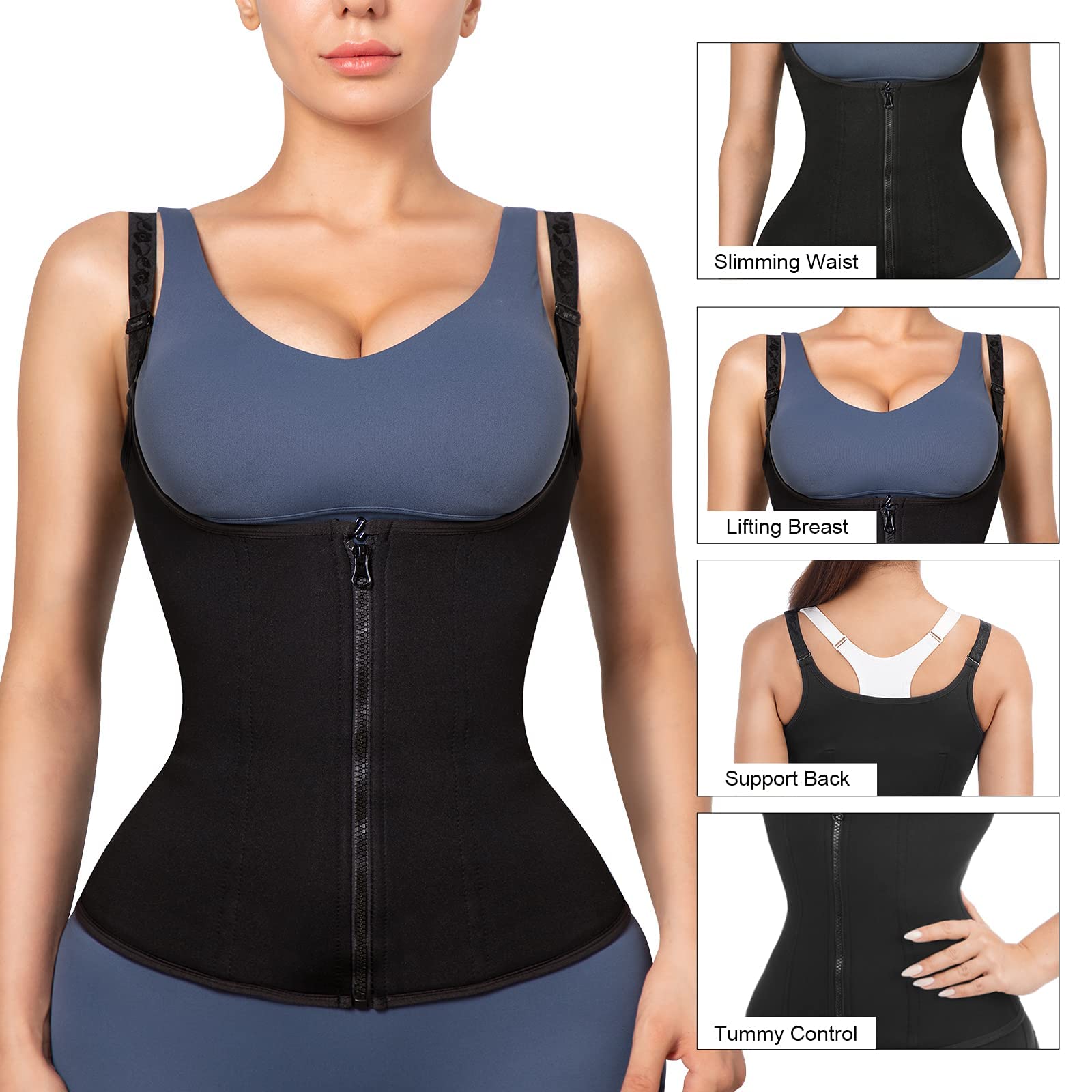 Reamphy Women's Waist Trainer Corset - Workout Trimmer Sweat Sports Girdle Belt for Body Shaping & Tummy Control | Perfect for Gym, Yoga & Postpartum Recovery