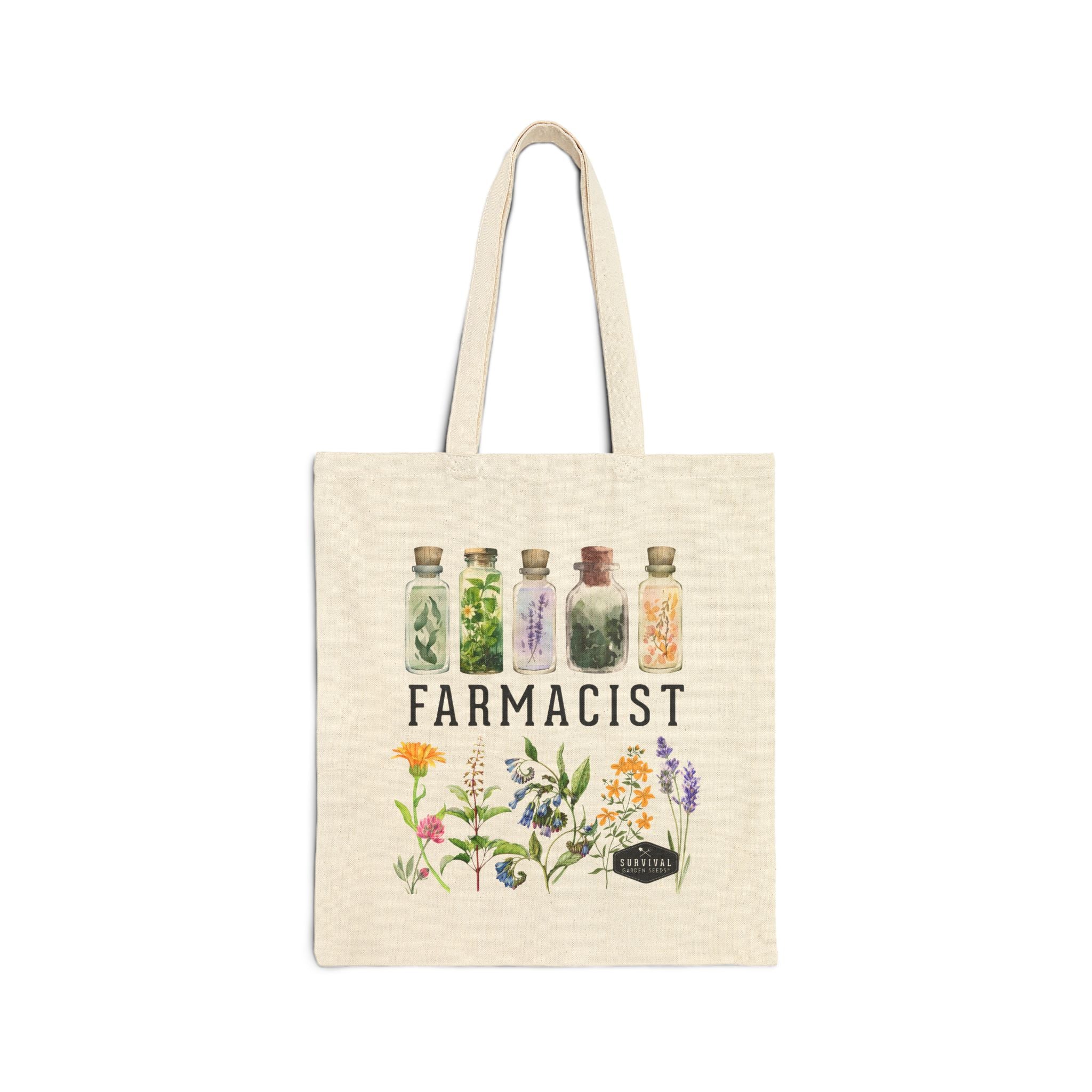 Botanical Herbalist Tote Bag - Pharmacist Design Eco-Friendly Canvas Shopper for Farmers Market, Grocery Shopping & Work Commute