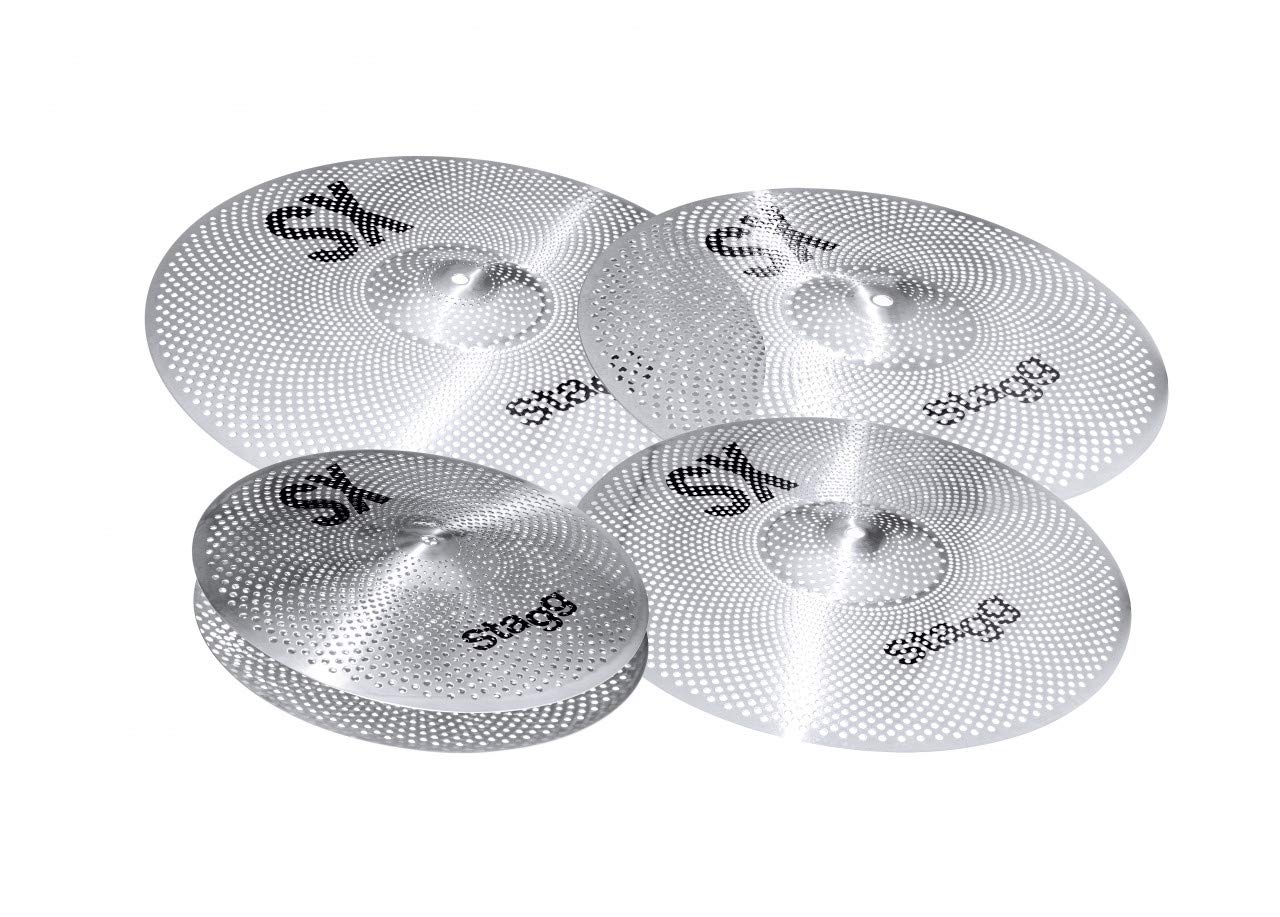 Stagg SXM SET Silent Practice Cymbal Set - 5-Piece Drum Kit for Quiet Rehearsal, Home Studio & Apartment Drumming