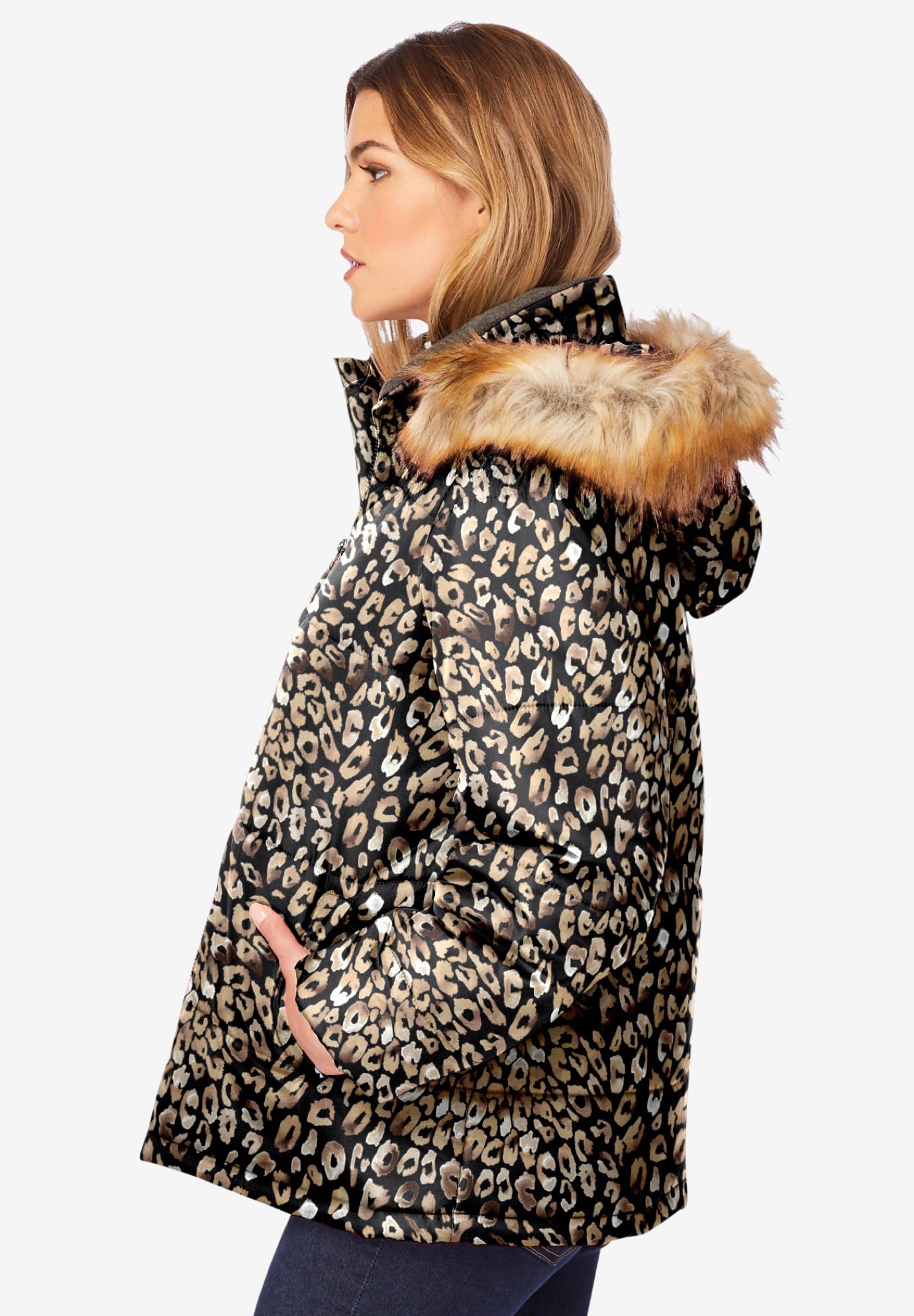 Rooman's Women's Plus Size Short Puffer Jacket - Lightweight Winter Coat for Cold Weather, Fashionable Outerwear for Casual Outings & Daily Commute