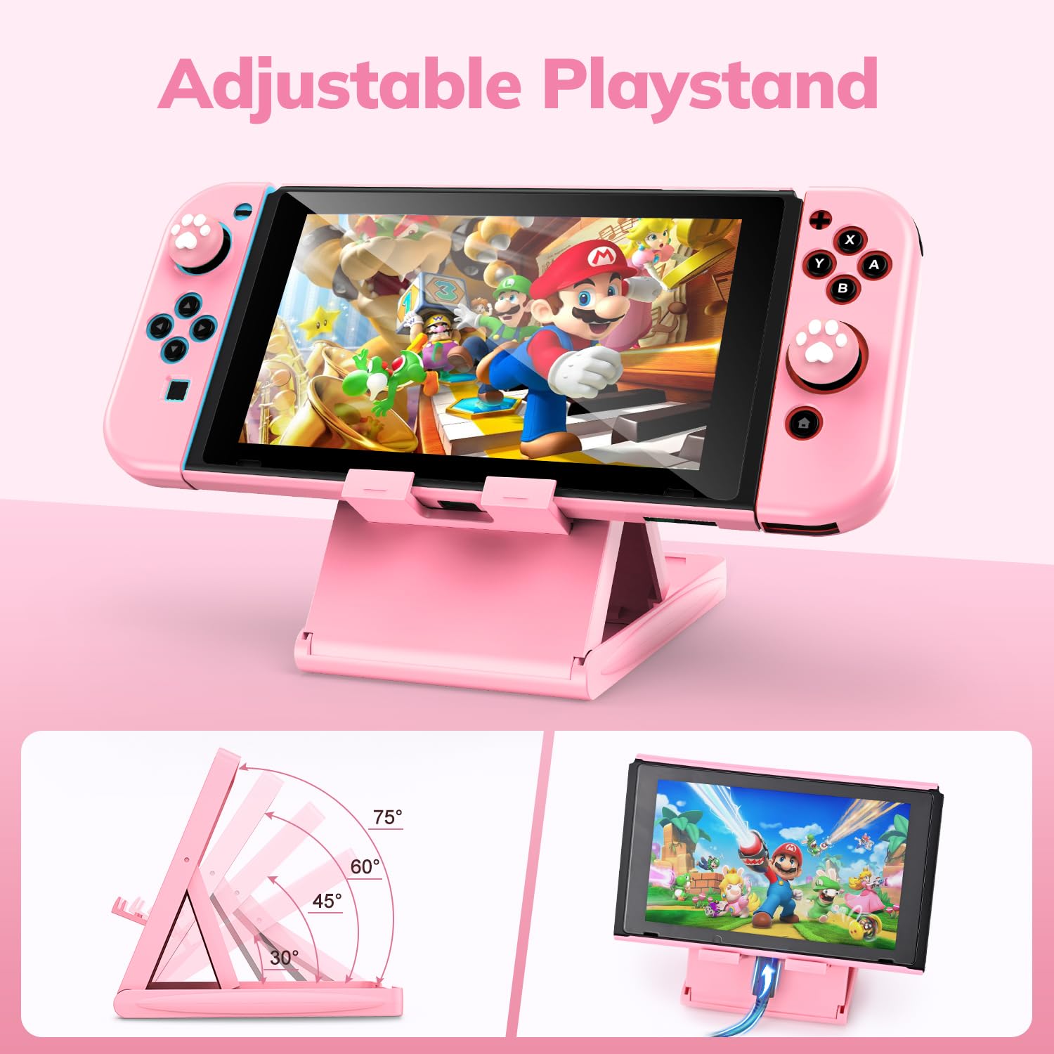 16-in-1 Pink Switch Carrying Case for Original Model - Travel Protection & Accessories for Girls Gaming