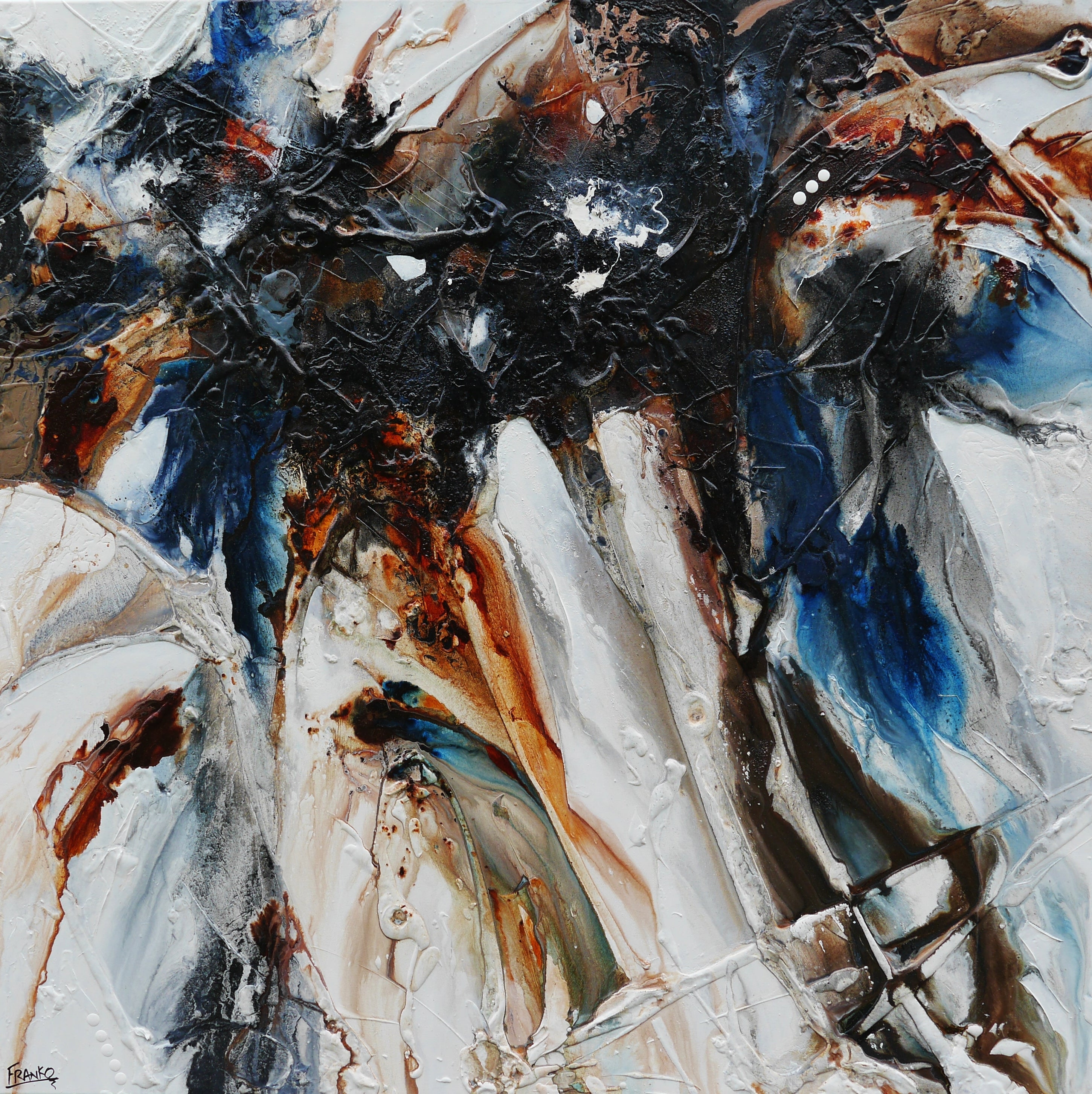 Denim Rush 150cm x 150cm Rustic Blue Textured Abstract Canvas Art - Modern Wall Decor for Living Room, Bedroom & Office