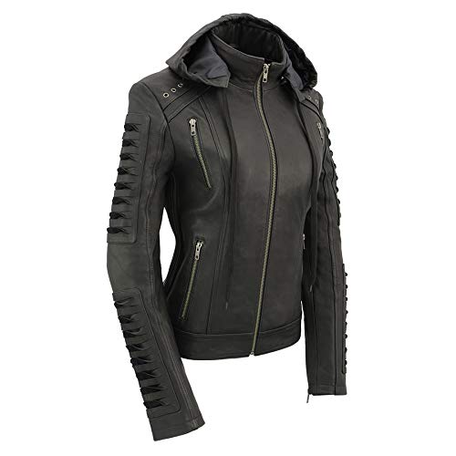 Milwaukee Leather Women's Premium Hooded Leather Jacket - Stylish Casual Outerwear for Everyday Wear | Perfect for Work, Travel & Outdoor Activities