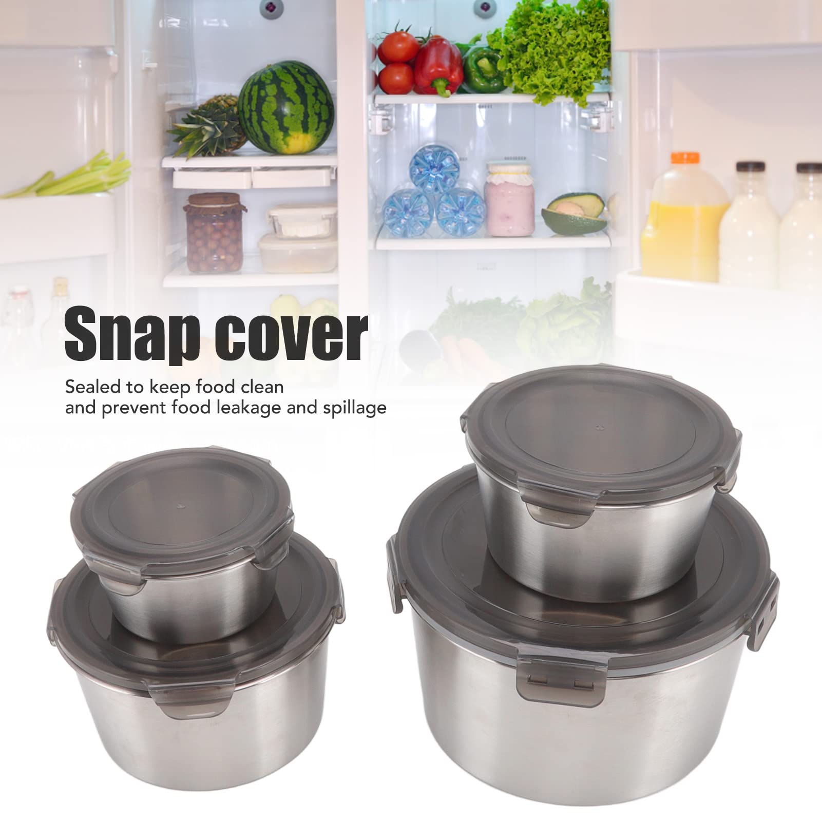 4-Piece Large Capacity Stainless Steel Food Storage Containers with Lids - Airtight, Portable Lunch Box for Work, School, Picnics & Meal Prep (Round Design)