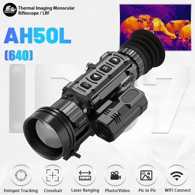 Thermal Imaging Monocular with Laser Rangefinder - IP67 Waterproof, Pseudo Color & Heat Detection - Perfect for Hunting, Wildlife Observation, and Security Surveillance
