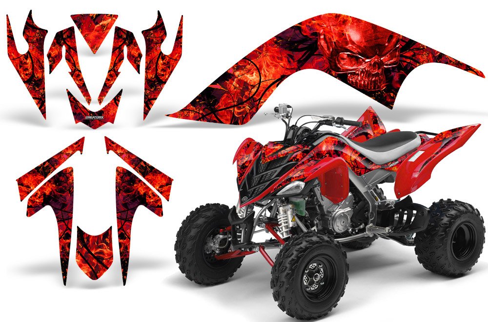 Yamaha Raptor 700 2006-2012 Graphics Kit - High-Quality Decals & Stickers in Inferno Red | Off-Road ATV Customization & Protection