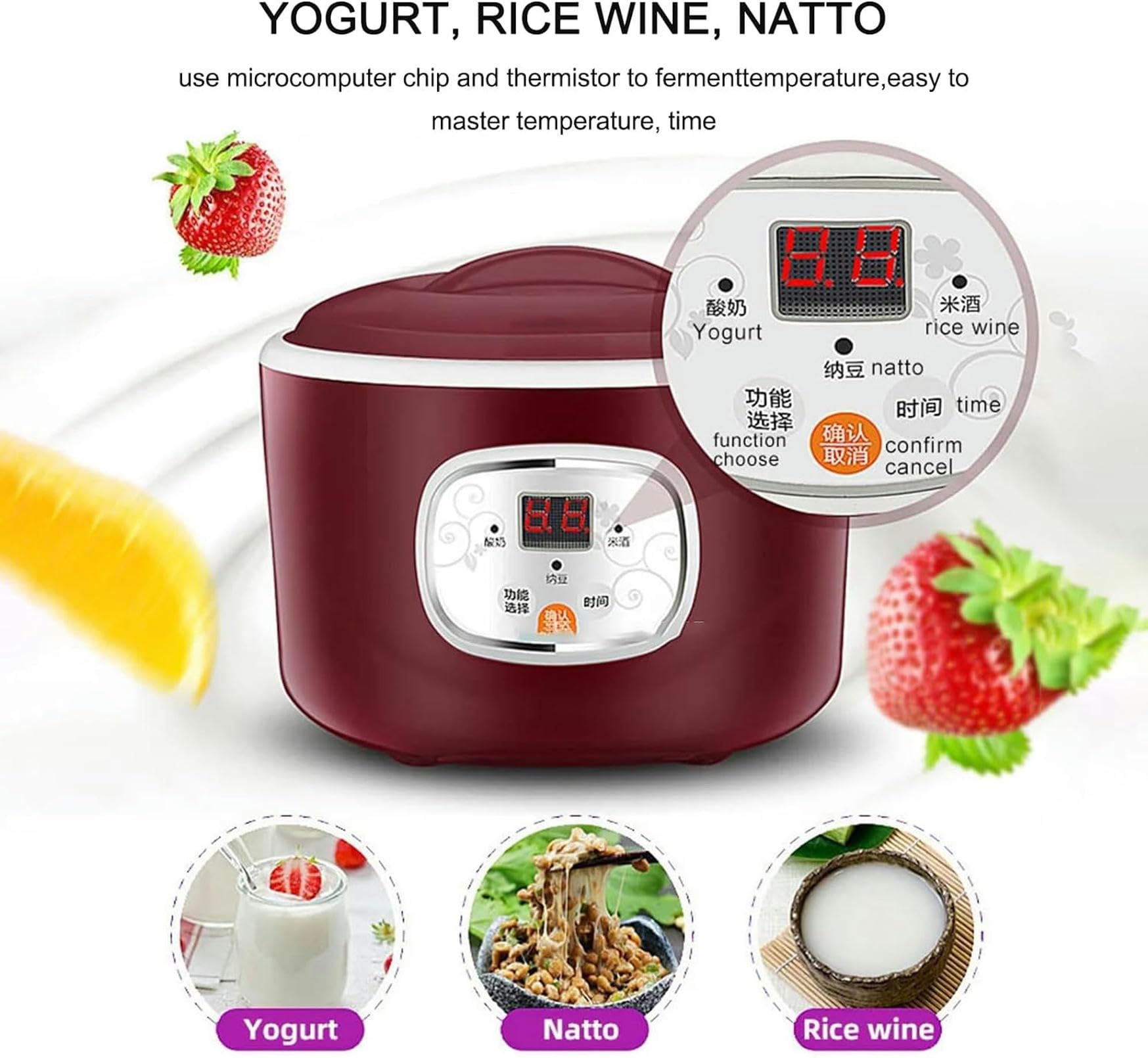 220V Mini Yogurt Maker - Portable DIY Yogurt Machine with Stainless Steel Container for Homemade Yogurt, Rice Wine & Natto | Perfect for Kitchen, Dorm & Camping