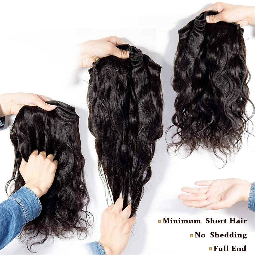 Premium 10A Brazilian Body Wave Human Hair Bundles 3-Pack (18, 20, 22 Inch) - Natural Black Double Weft Hair Extensions for Women | Perfect for Styling, Volume & Length Enhancement