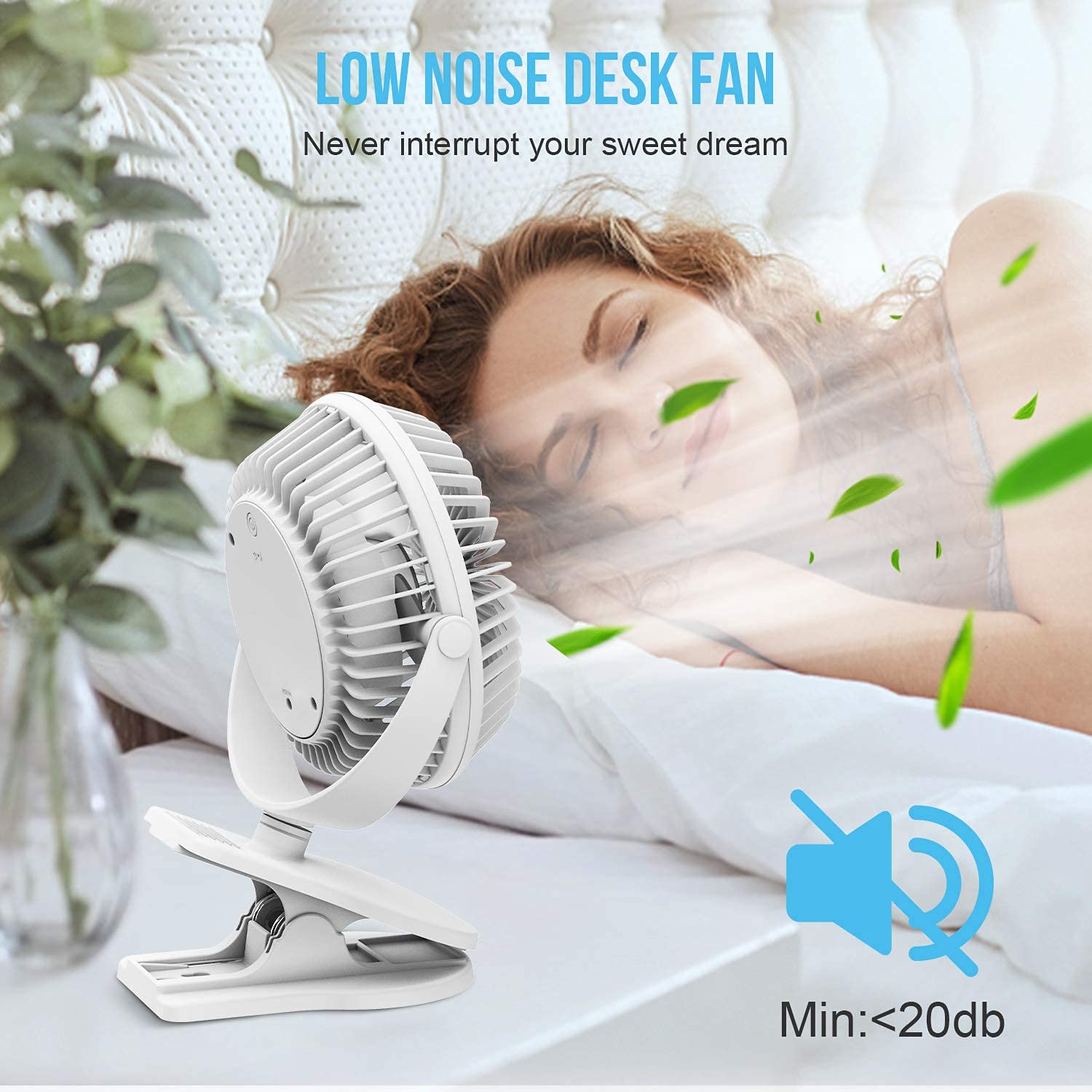 2-Pack Small Desk Fan & Clip-On Fan - Portable Cooling Fan for Home, Office, Dorm - Blue & White - Perfect for Work, Study, and Bedroom Use
