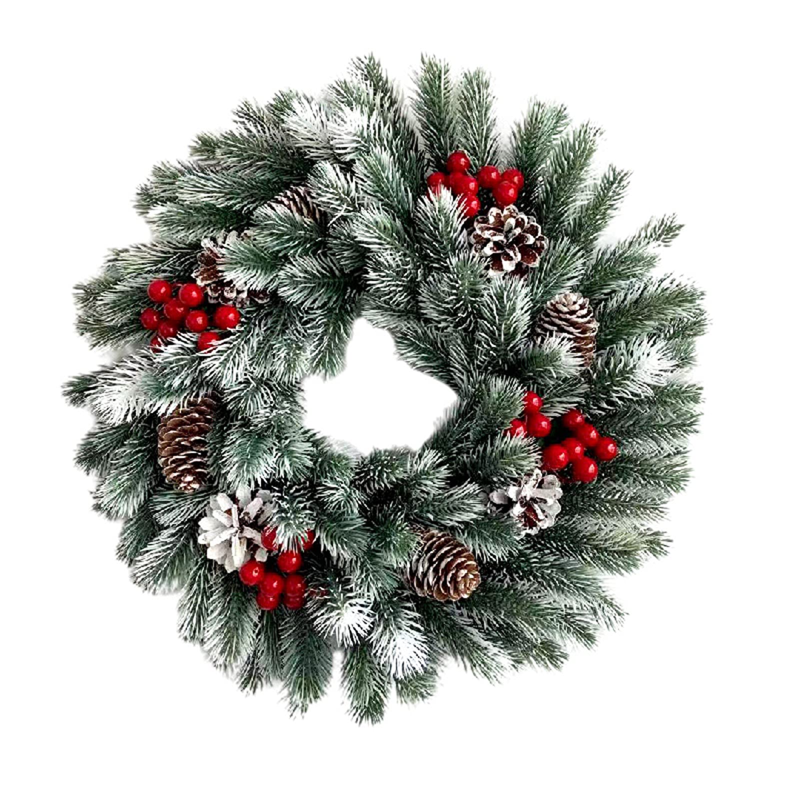 HOVTOIL LED Christmas Wreath for Front Door - 40cm x 40cm Lighted Holiday Wreath with Battery Operated Lights - Perfect for Home Decor, Christmas Party, Wedding, Wall Hanging, Indoor & Outdoor Holiday Decoration