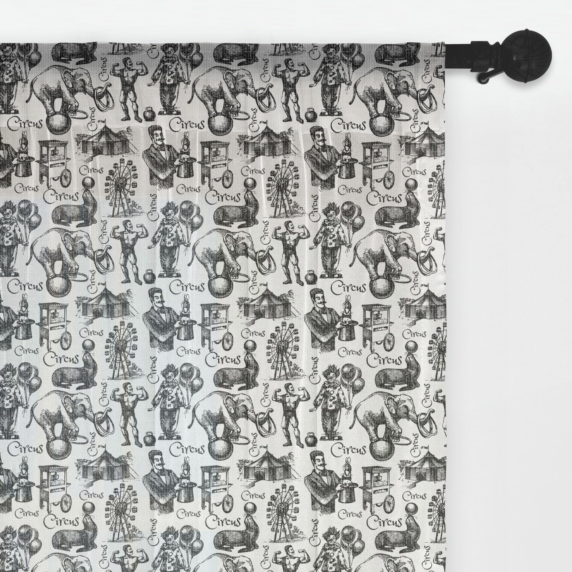 Ambesonne Modern Black and White Circus Themed Tulle Curtains - 108