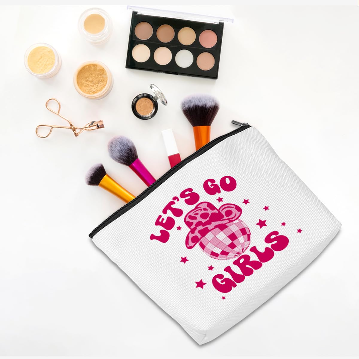 Cowgirl Makeup Bag - Western Cosmetic Bag for Women | Country Girl Gifts | Pink Preppy Makeup Pouch for Birthday, Christmas & Friend Gifts | Perfect for Country Music Lovers & Western Themed Events