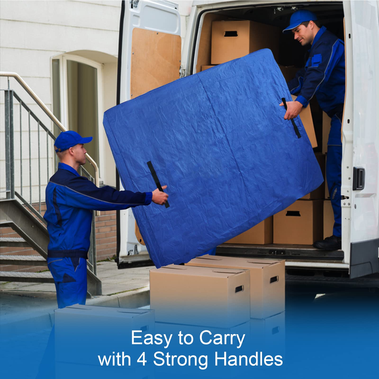 **Waterproof Full Size Mattress Storage Bag with Heavy Duty Handles & Strong Zipper - Reusable Moving & Storage Cover for Mattresses - Ideal for Moving, Long-Term Storage, and Home Organization (Blue)**