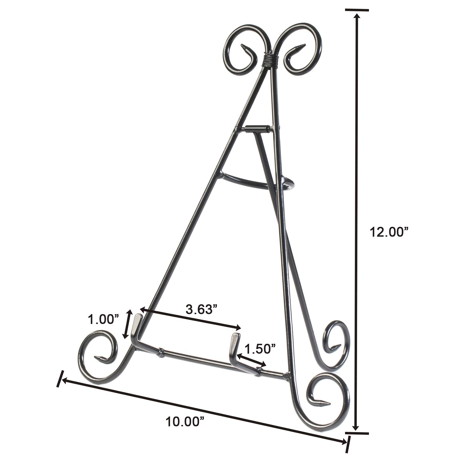 HUJI 12-Inch Heavy Duty Iron Display Stand - Perfect for Home & Kitchen Decor, Platters, Pictures, Photo Frames, Books - Ideal for Shelf Decor, Tabletop Displays, and Wall Art Organization