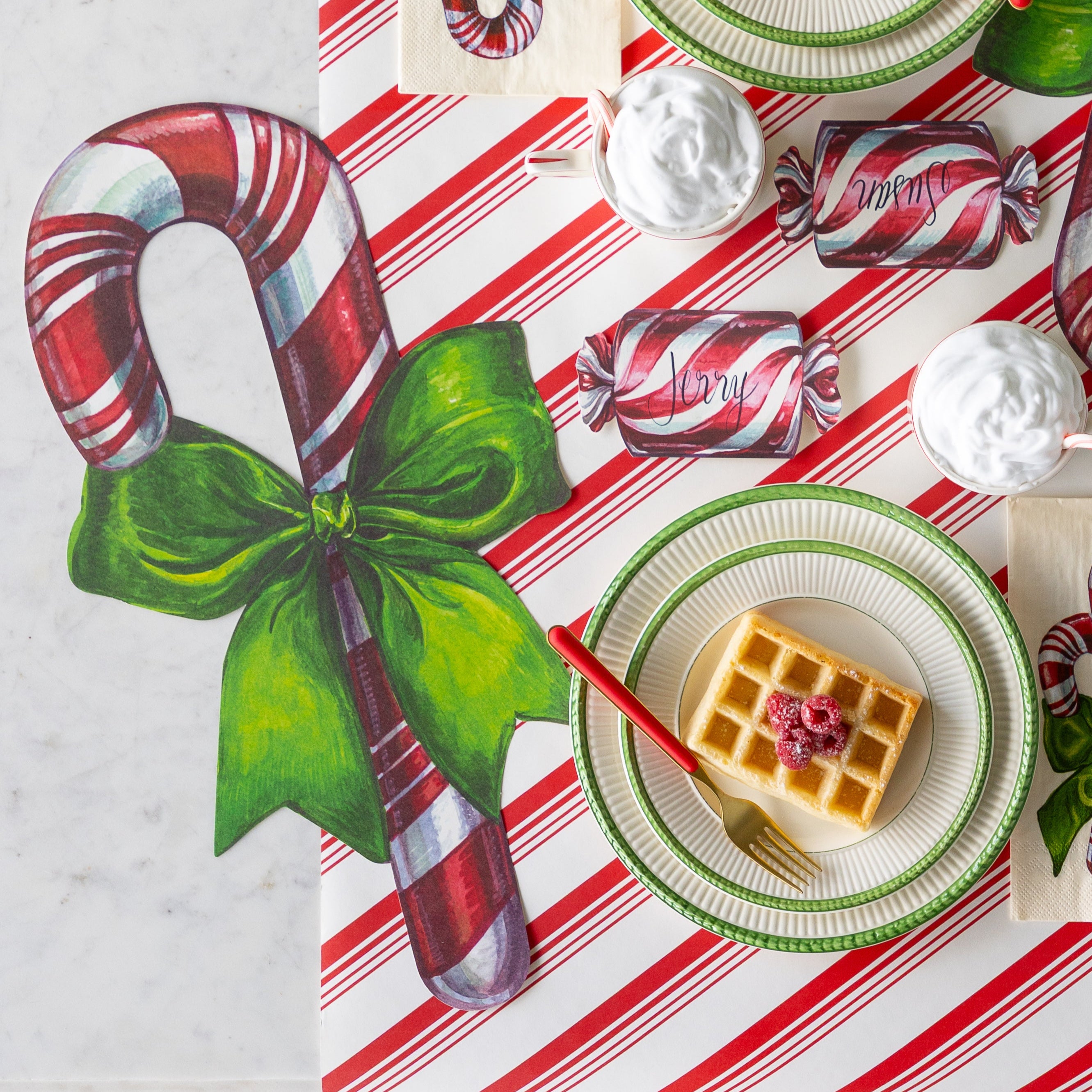 Christmas Die-Cut Candy Cane Placemat - Festive Holiday Table Decor for Parties & Dining