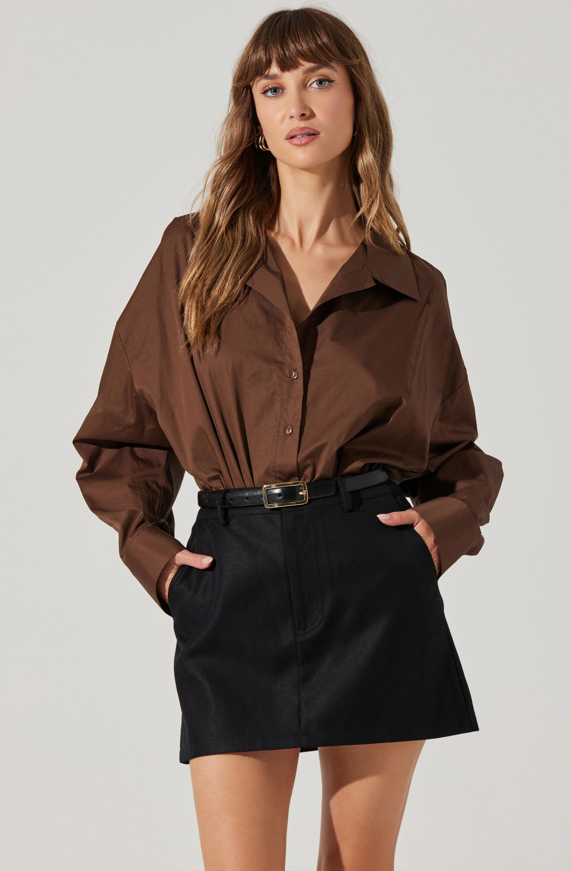 Sahana Women's Button Up Shirt Bodysuit - Stylish Stretchy Blouse for Casual Wear & Office Outfits | Perfect for Work, Dates & Everyday Fashion