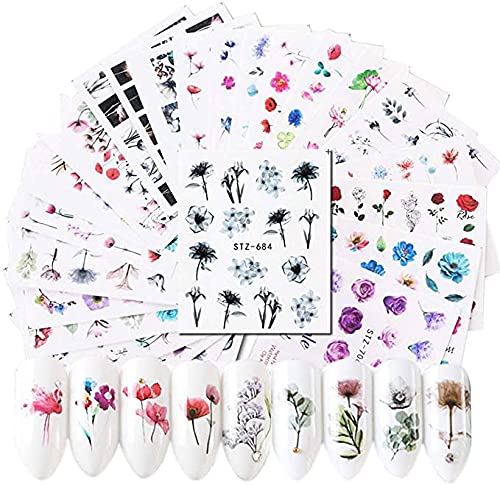 3D Pink Blossom Water Transfer Nail Stickers - Flower Nail Art Decals for Acrylic Nails, Manicure Tips & Beauty Charms - 12pc Large Sheet Nail Decorations Kit for Professional Nail Artists | Perfect for Spring Nail Designs, Bridal Manicures & Salon Nail Art