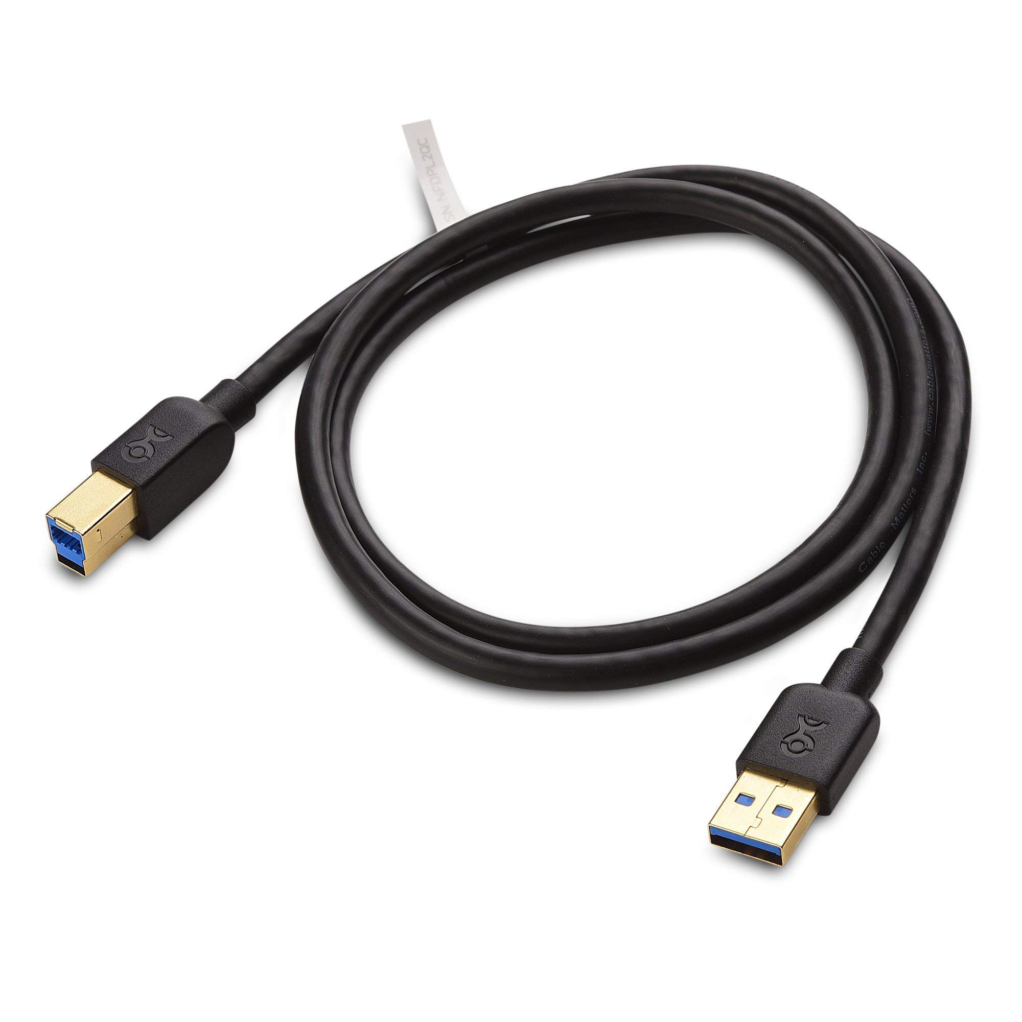 USB 3.0 A to B Cable 3ft & USB Extension Cable - High Speed Data Sync for Printers, Scanners, External Hard Drives | Durable Black Short Cable for Office & Home Use