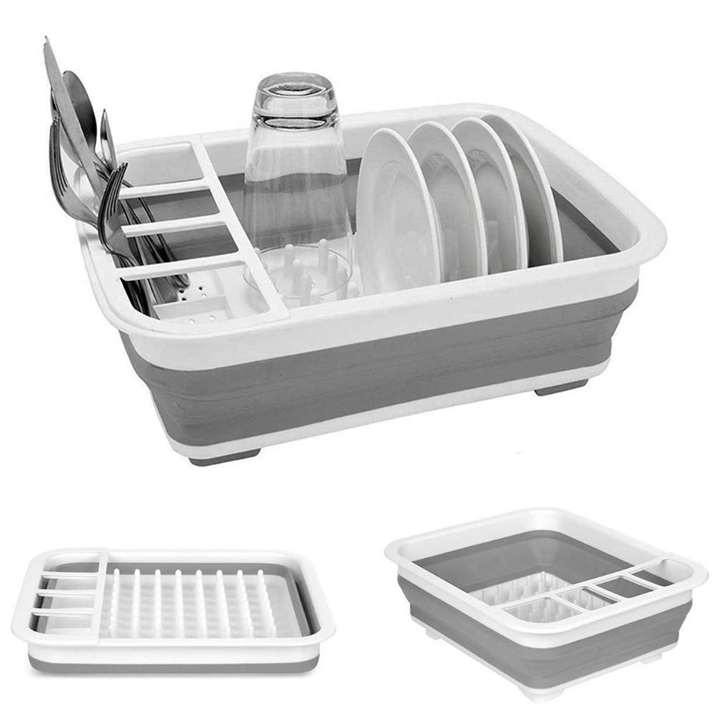 Foldable Dish Drying Rack - Space Saving Kitchen Organizer for Dishes, Cups & Utensils | Perfect for RV, Camping & Small Apartments | Durable Countertop Storage Solution
