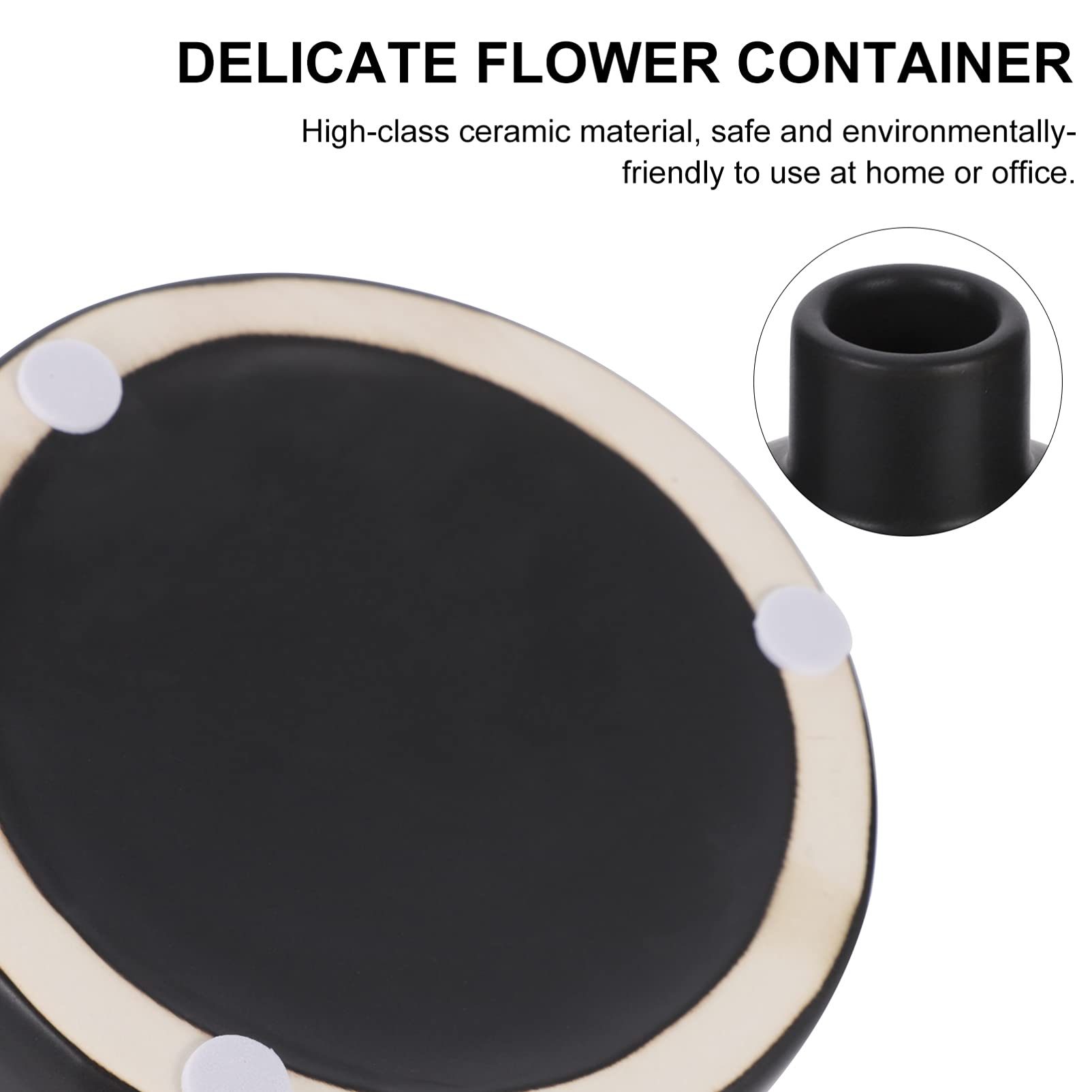 Rosenice Matte Black Ceramic Vase - 13cm Tall Cylinder Flower Vase for Home Decor, Living Room, Office, Wedding Table Centerpiece | Elegant Modern Decorative Vase for Flowers, Plants & Interior Design