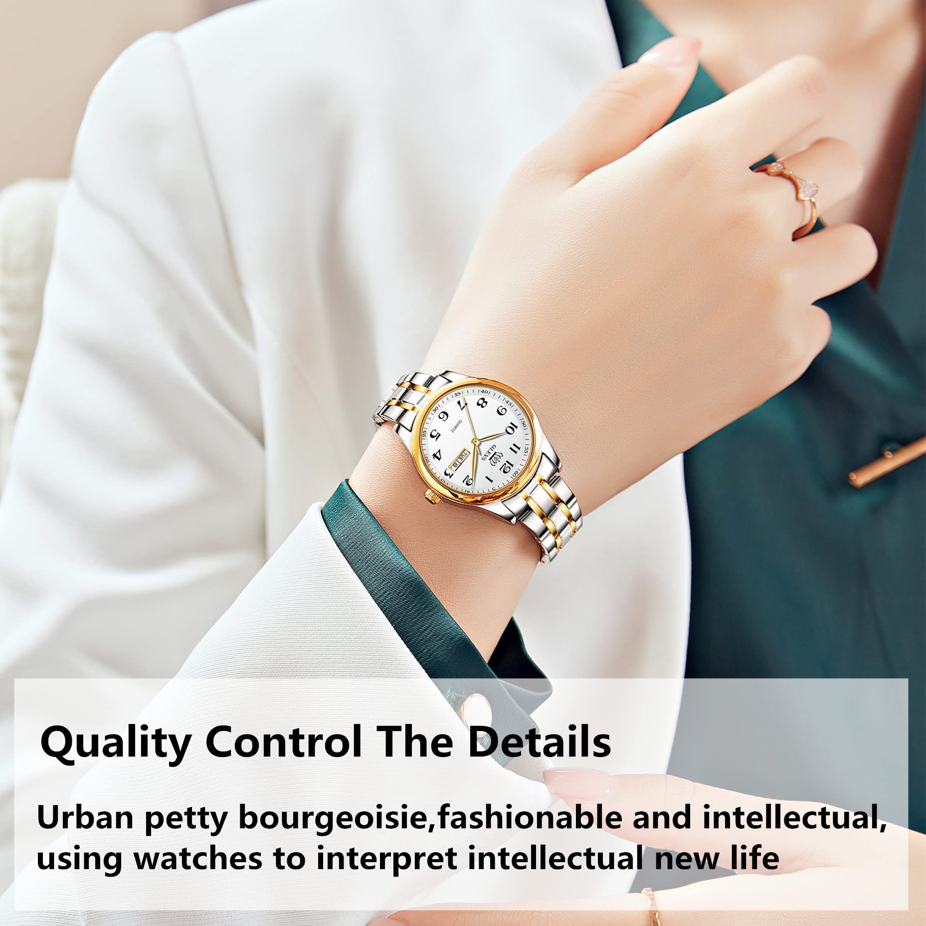 OLEVS Classic Women's Analog Quartz Watch - Stainless Steel Waterproof Roman Numeral Date Wristwatch for Business & Casual Wear | Perfect for Office, Dating & Everyday Use