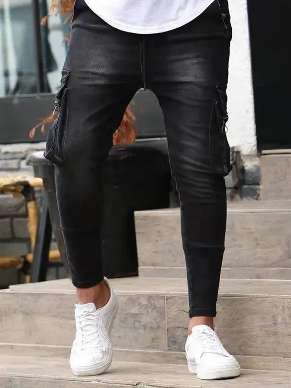 Stretch Cargo Jeans for Men - Comfortable Snap Pants with Multiple Pockets - Perfect for Hiking, Travel & Outdoor Adventures