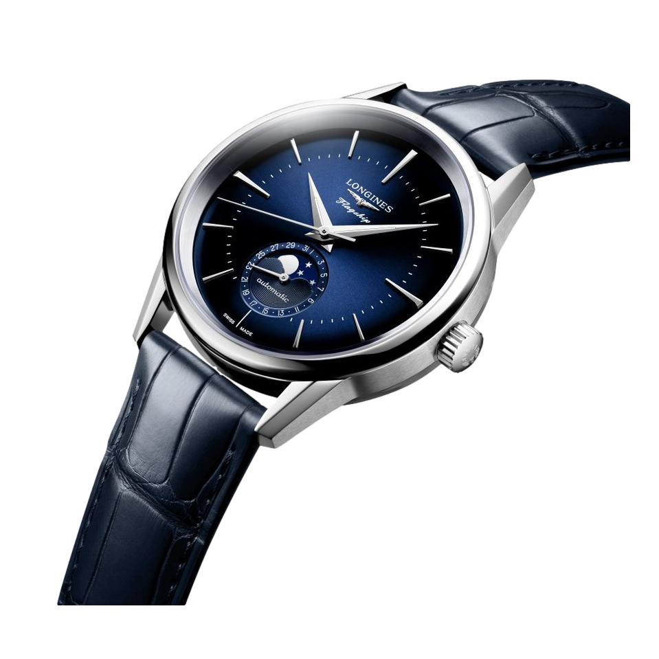 Luxury Flagship Heritage Moonphase Watch with Sunray Blue Dial - Perfect for Formal Events & Business Occasions