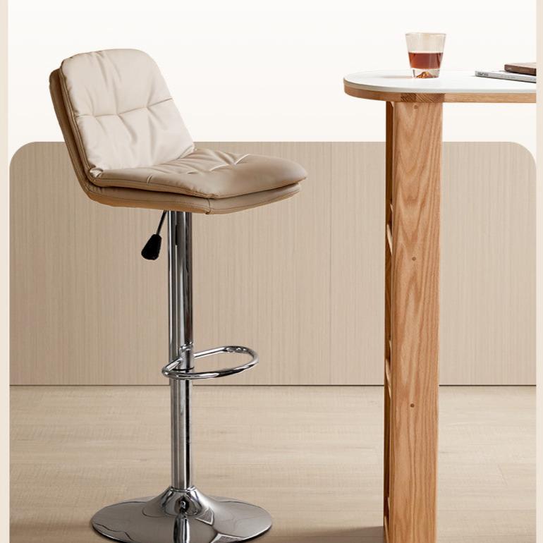 Premium Organic Leather Modern Bar Stool - Adjustable Height, Comfortable & Durable Counter Stool for Kitchen Island, Home Bar & Dining Room - Rustic & Industrial Style Home Decor