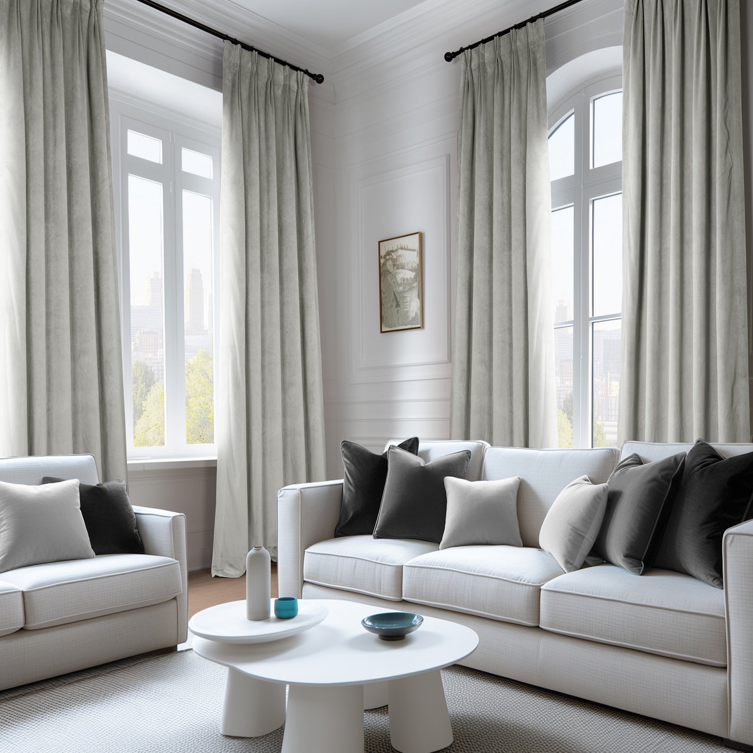 Custom Reflection Grey Signature Velvet Curtains - Blackout Drapes for Living Room & Bedroom - Premium Soft Textured Window Treatments for Home Decor
