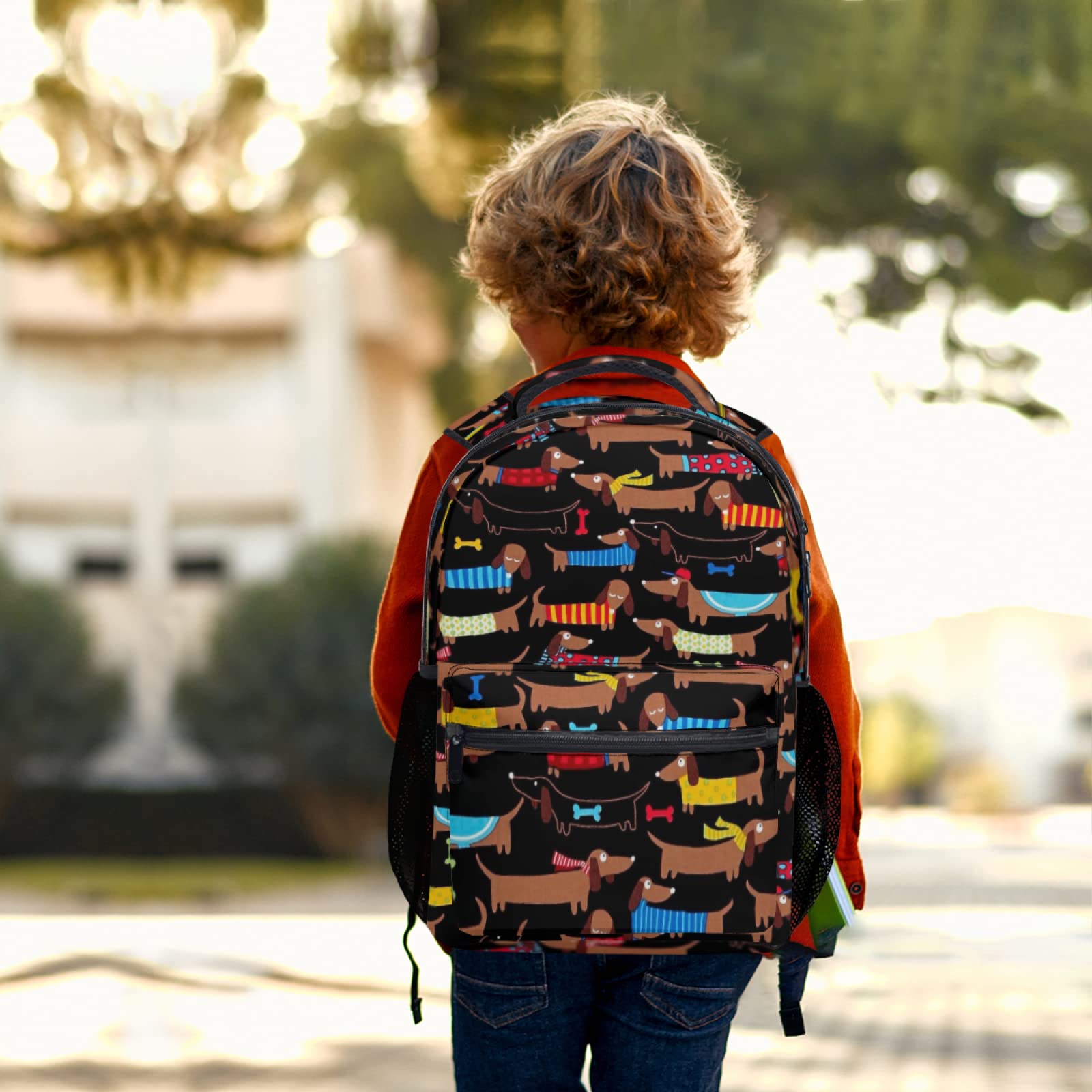 Cute Dachshund Dog Lovers Backpack - Funny Puppy Design School Bag for Kids & Teens - Durable Laptop Daypack for Travel, School & College - Perfect Gift for Boys & Girls Who Love Dogs
