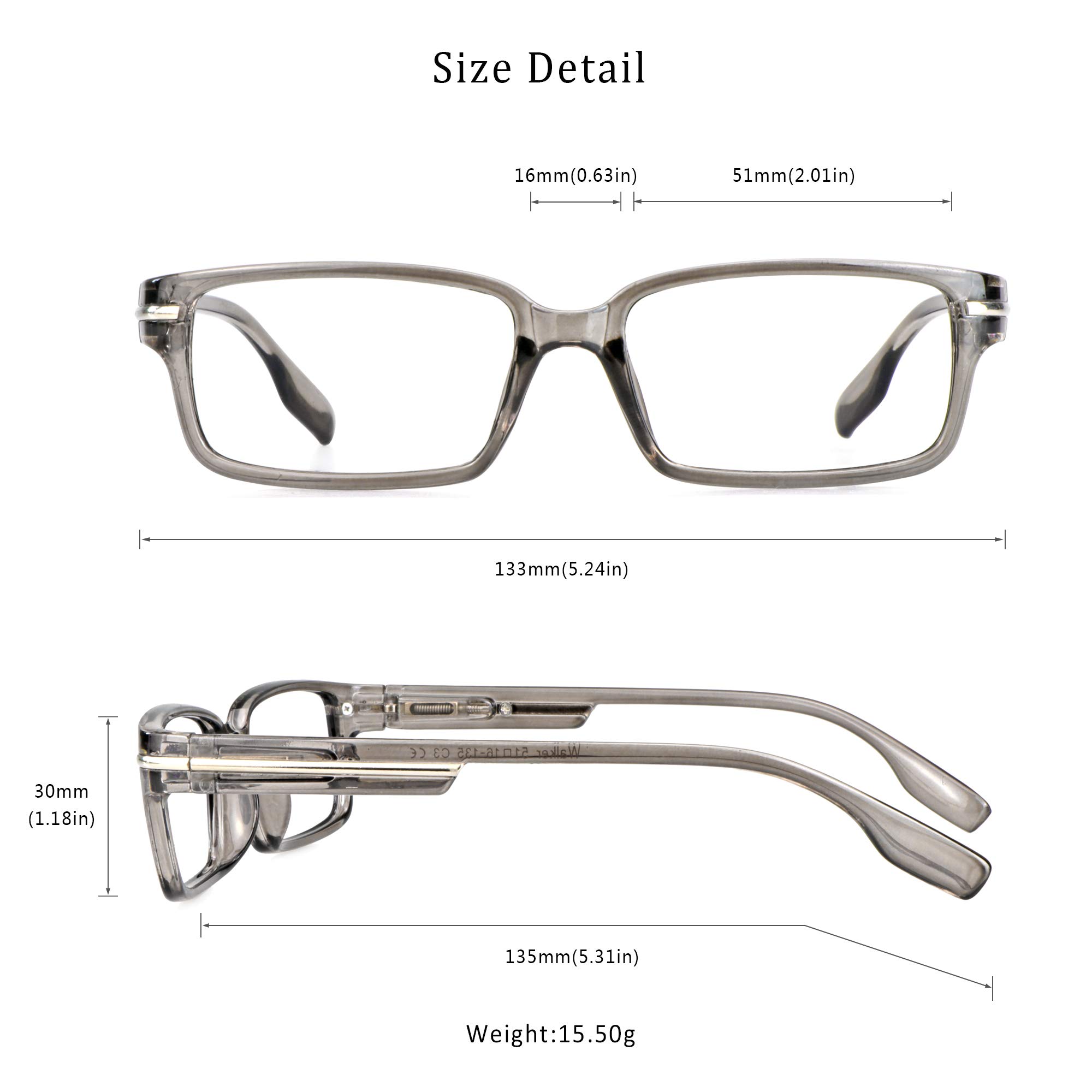 VisionGlobal 4 Pairs Blue Light Blocking Reading Glasses - Anti Eye Strain Computer Glasses for Women & Men - Fashionable Rectangle Eyewear Frames for Office Work, Screen Time & Digital Device Use
