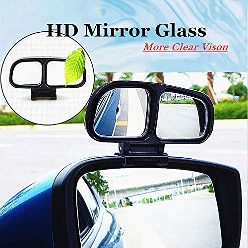 Adjustable Blind Spot Mirror for Cars & Trucks - Wide Angle Rear View Side Mirror with Double Glass - Universal Fit for Most Vehicles (Black, Left Side) - Perfect for Parking, Lane Changes & Safe Driving