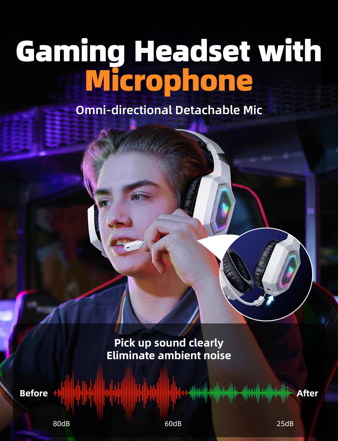 ONIKUMA GT806 Wireless Gaming Headset with Microphone - Bluetooth 2.4G/3.5mm Wired Dual Mode, Lightweight Over-Ear Headphones for PC, PS4, Xbox, Nintendo Switch - Perfect for Esports, Streaming & Online Gaming
