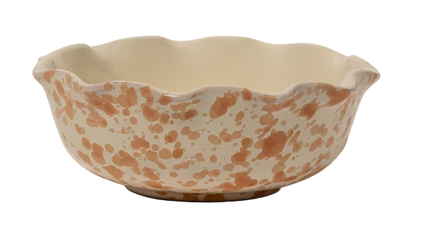 Splatter Scallop Tan and Ivory Decorative Dish - Elegant Serving Platter for Desserts, Appetizers & Home Decor