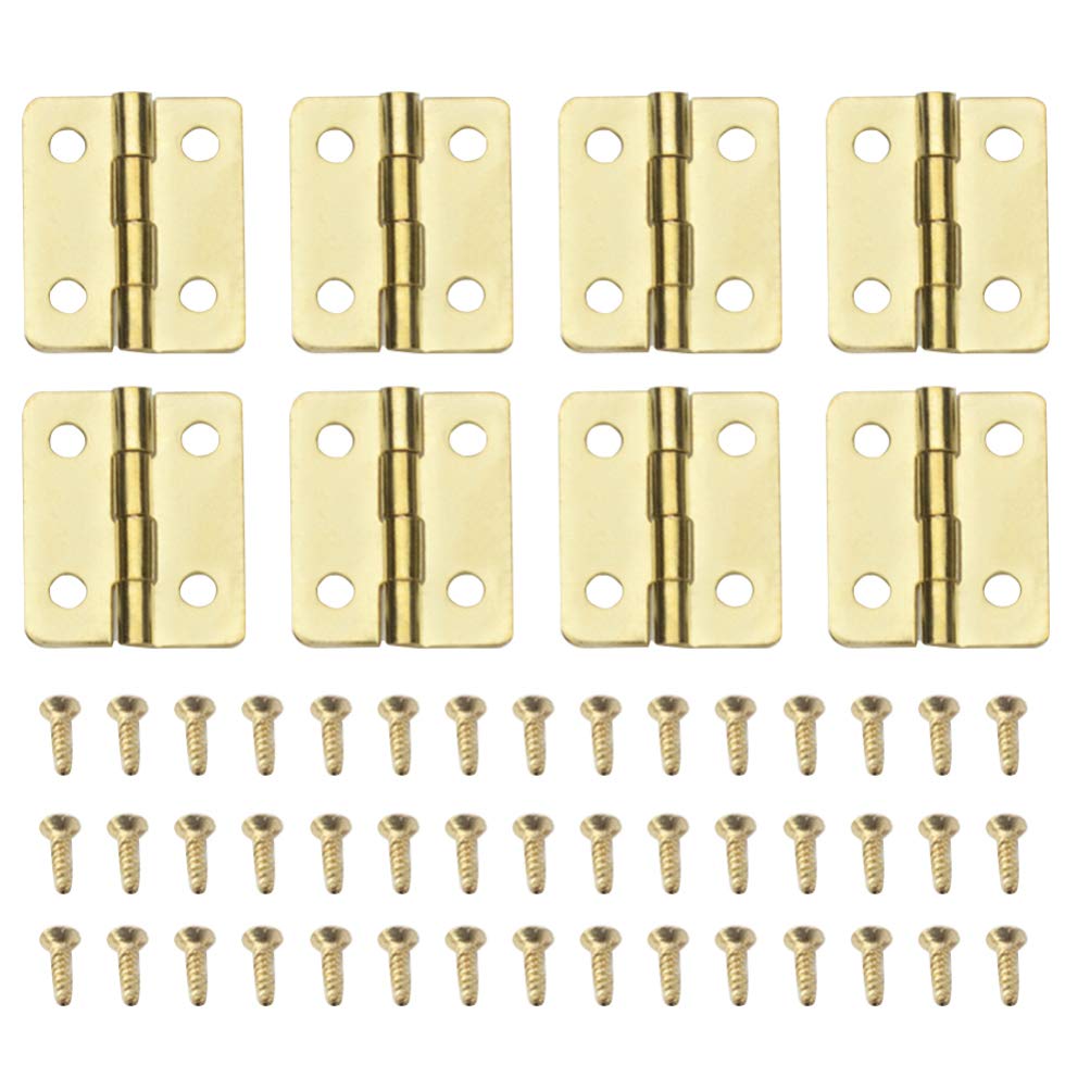 Healifty 20pcs 1:12 Scale Miniature Hinges for Dollhouse Furniture - Brass Cabinet & Closet Hardware with 80 Screws - Perfect for DIY Dollhouse, Model Building, and Miniature Projects