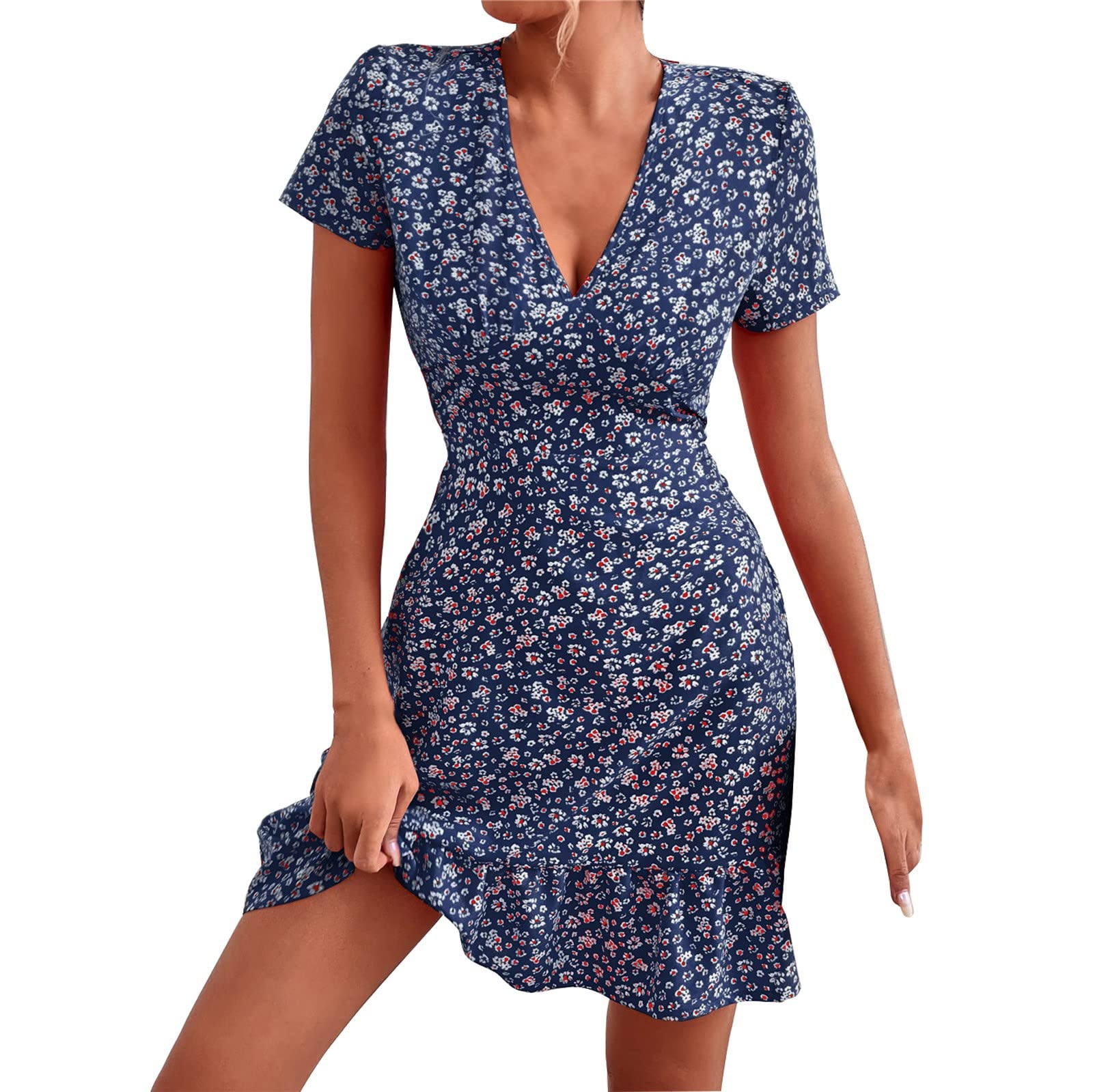 Sexy Floral Print Halter A-Line Dress for Women - Sleeveless Summer Business Casual Tops for Office, Party, and Date Night Outfits