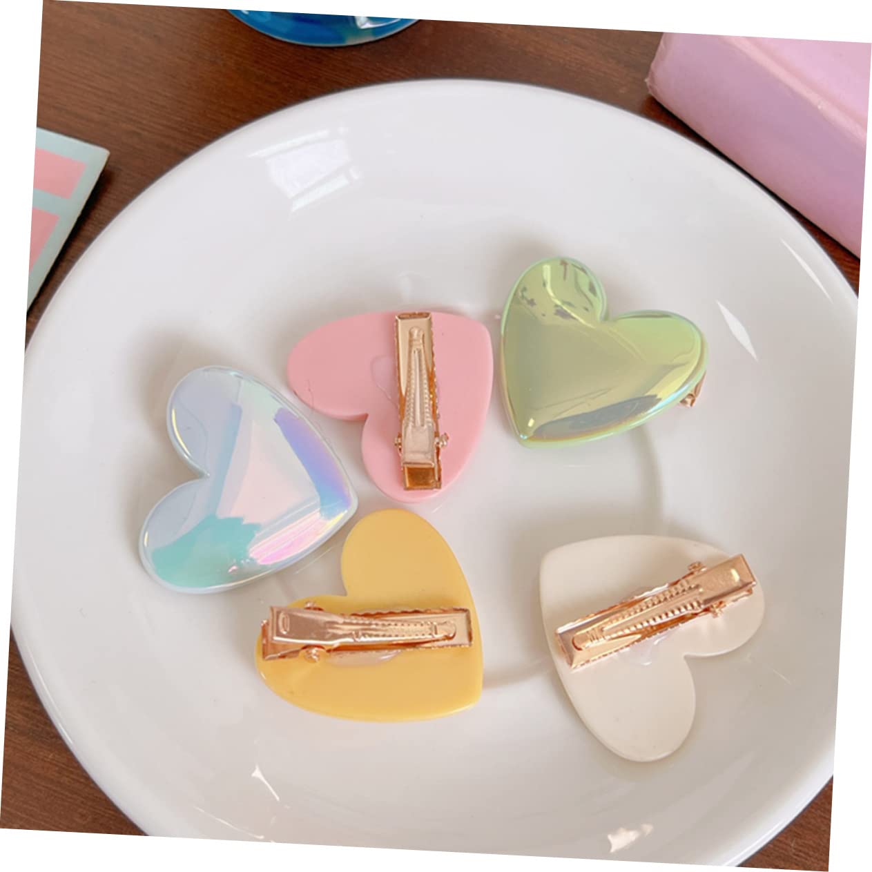 LALAFINA 20Pcs Kids Hair Clips - Cute Heart Barrettes for Girls, School & Party Use