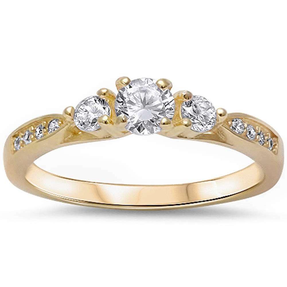 3 Stone Simulated CZ Engagement Promise Ring - 925 Sterling Silver (4mm) - Perfect for Anniversaries, Proposals & Romantic Gifts
